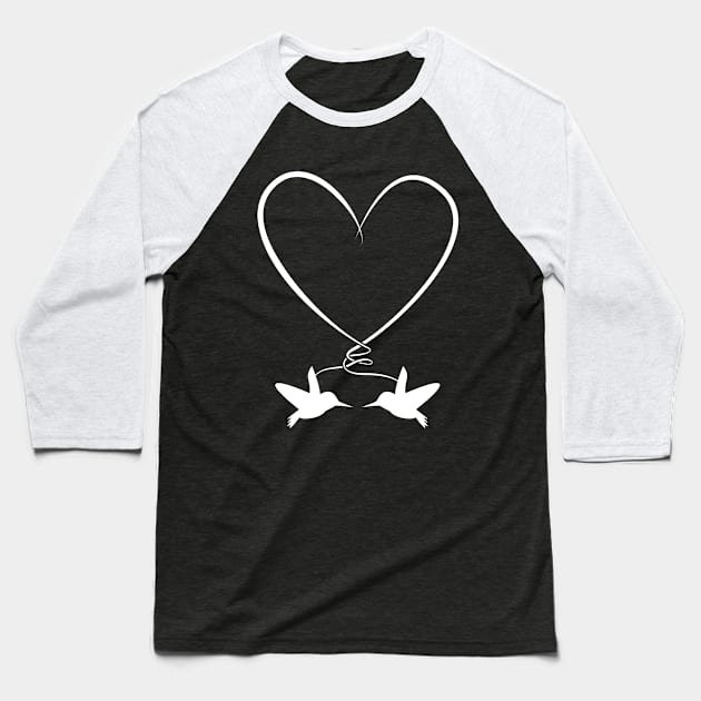 Birdwatching Hummingbirds Heart Valentine's Day Gift Baseball T-Shirt by qwertydesigns